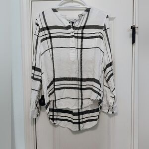 Lucky Brand Black and White Stripped Button Down Shirt Sz S/P